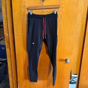 Men's WOLACO Black Jogger Pants with Red Drawstring